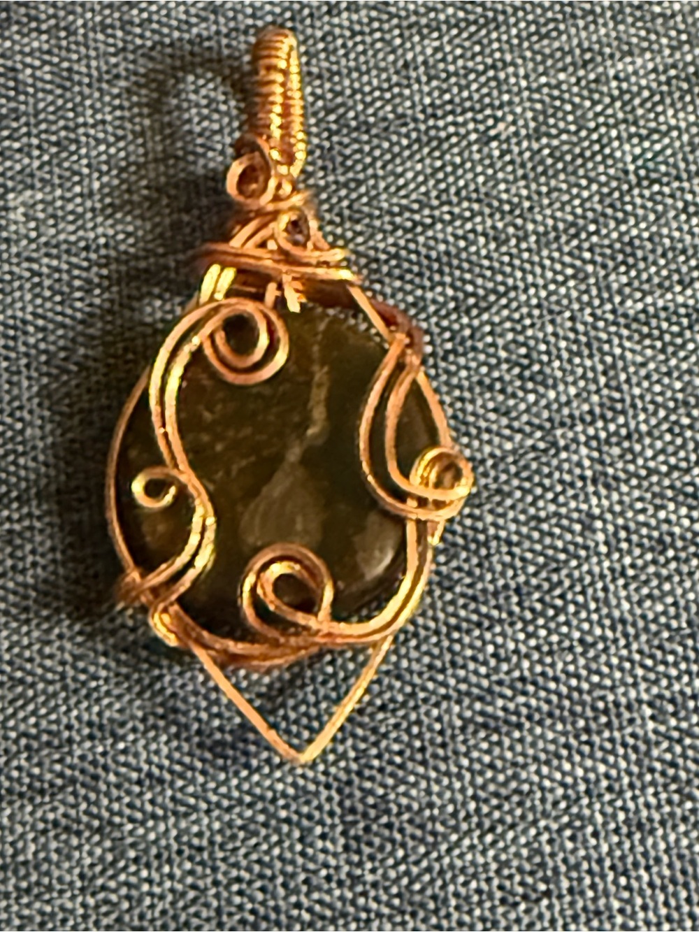 Gold Wire-Wrapped Black Stone Pendant Necklace - Women's Elegant Jewelry